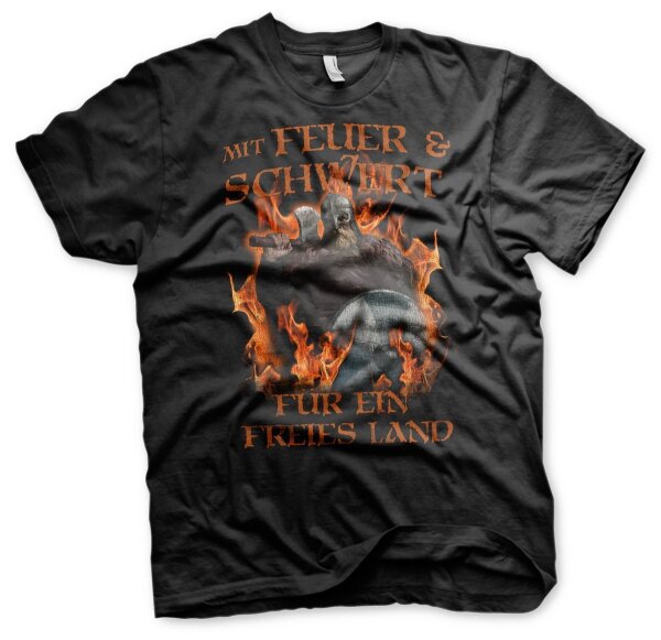 Mit Feuer und Schwert - Tshirt heiden Odin Hugin Munin Thor Vikings Wikinger 6XL
