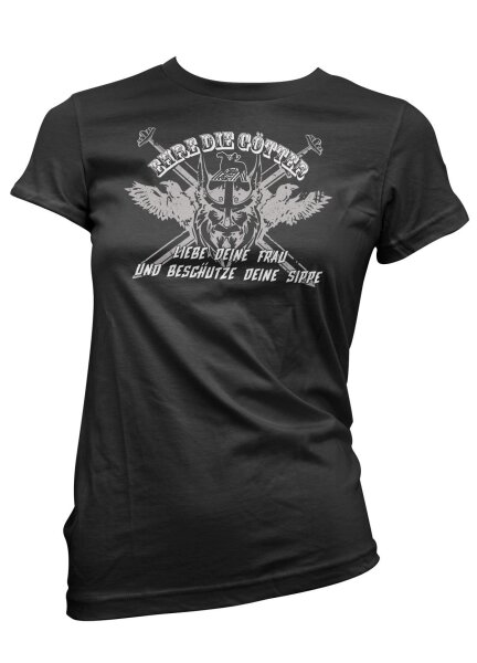 Ehre die G&ouml;tter - Ladyshirt Wikinger Vikings Ragnar Odin Thor Mj&ouml;lnir Wotan