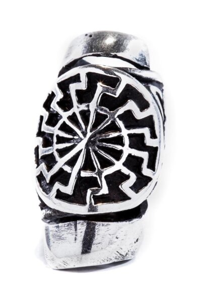 Gro&szlig;e Haarperle Bartschmuck Schwarze Sonne SILBER