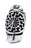 Gro&szlig;e Haarperle Bartschmuck Schwarze Sonne SILBER