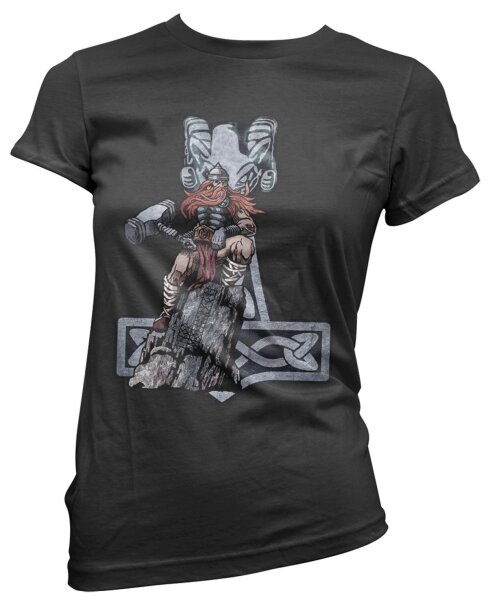 Thor Mj&ouml;lnir Runenstein - Ladyshirt Donar Vikings Wotan Odin Wikinger Valhall