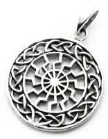 Schwarze Sonne mit Wikinger Knoten Anh&auml;nger Silber