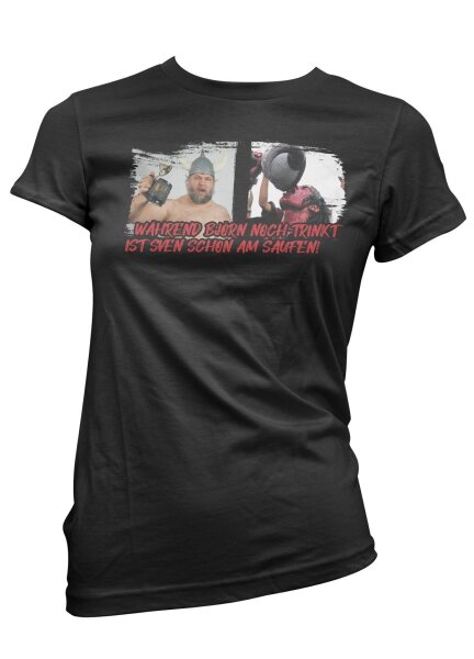 W&auml;hrend Bj&ouml;rn noch trinkt Ladyshirt Damen Vikings Odin Wotan Valhall