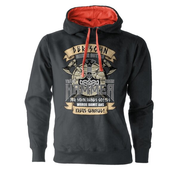 Der Sohn meines Gottes tr&auml;gt einen Hammer Herren Contras Kapuzenpulli Thor