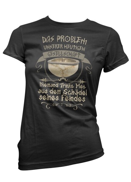 Met aus dem Sch&auml;del seines Feindes Damen Tshirt G&ouml;tter Runen Valhall