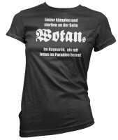 Lieber k&auml;mpfen an Wotans Seite - Ladyshirt Thor...