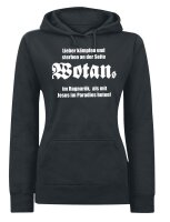 K&auml;mpfen an Wotans Seite - Lady Kapuzensweat Odin...