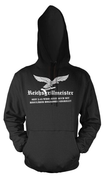 Reichsgrillmeister 2  - Kapuzensweat BBQ Grillrezepte Grillzange Grillsch&uuml;rze