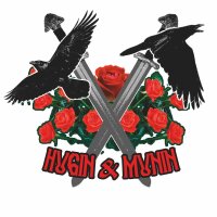 Aufkleber Hugin und Munin Odins Raben mit Schwerter und...