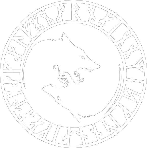 Aufkleber Geri Freki Odins W&ouml;lfe gierig und gefr&auml;sig Weiss