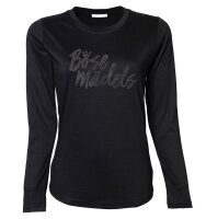 B&ouml;se M&auml;dels- Damen Langarm Shirt Glitterdruck...