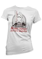 Maske tragen Kontakte halbieren Damen Tshirt fun spass...