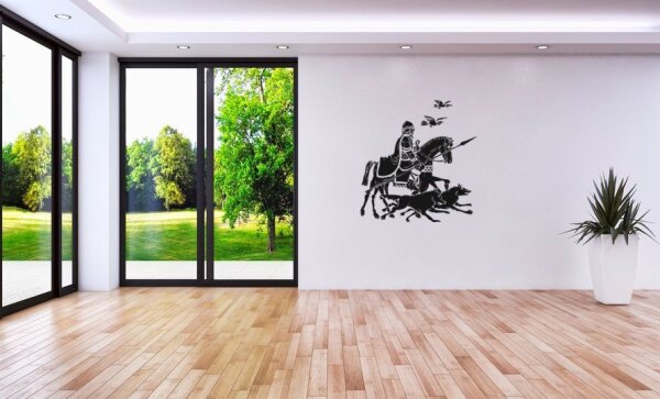 Wandtattoo - Odin auf Sleipnir mit seinen Raben