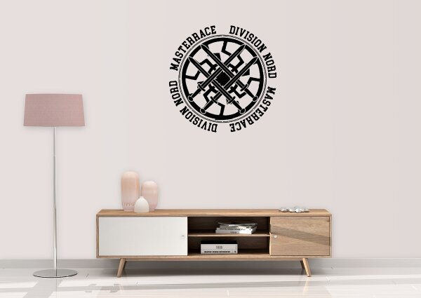 Wandtattoo Masterrace Division Nord Schwarze Sonne mit Schwerter