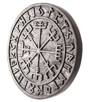 Asatru Holzbild Vegvesir Kompass mit Futhark Holz