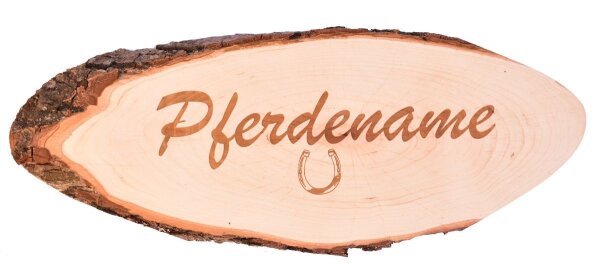 Boxenschild Pferde Holzrindenscheibe Wunschname Stalltafel
