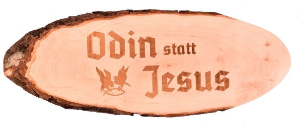 Odin statt Jesus 2 mit Hugin und Munin Holzrindenscheibe T&uuml;rschild