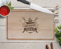 Holz Schneidebrett 40x25cm Grillmeister mit Wunschnamen...