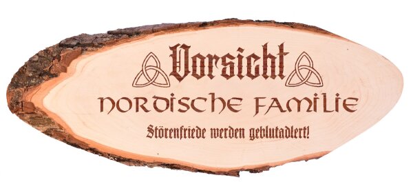 Vorsicht Nordische Familie Holzrindenscheibe