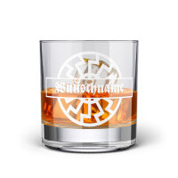 Schwarze Sonne Whiskyglas mit Wunschname