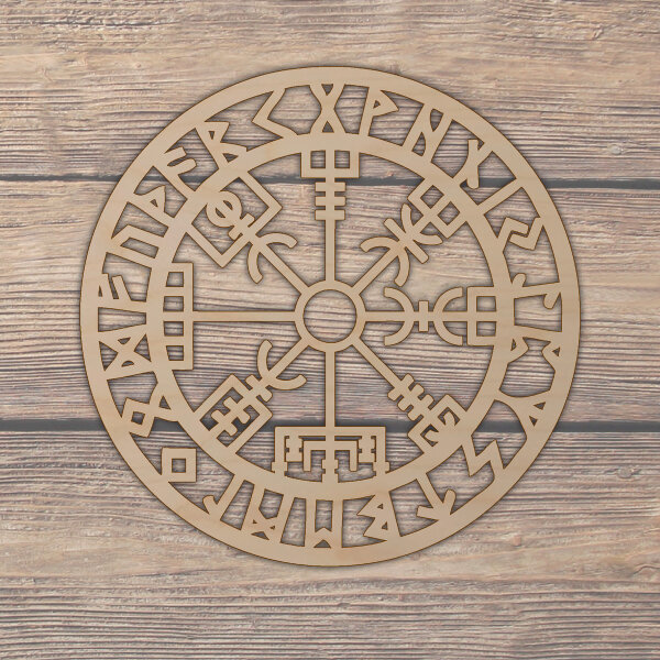 T&uuml;rschild Fensterschild Wanddeko Vegvisir Wikinger Kompass  Runen