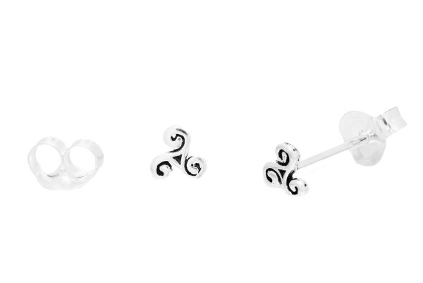 Celtic Gl&uuml;cks Ohrstecker IKANA 4 mm Nasenschmuck Keltische Triskele Silber