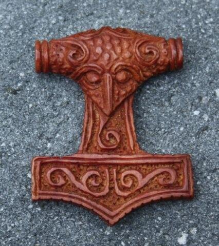 Wikinger Schmuck Anh&auml;nger TYR 4.2 Thorshammer Schonenhammer Handarbeit Holz