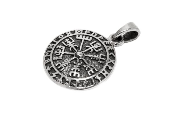 Kleiner Wikinger-Anh&auml;nger TALIZAR &Oslash; 1.7 cm Vegvisir Kompass mit Runen Silber