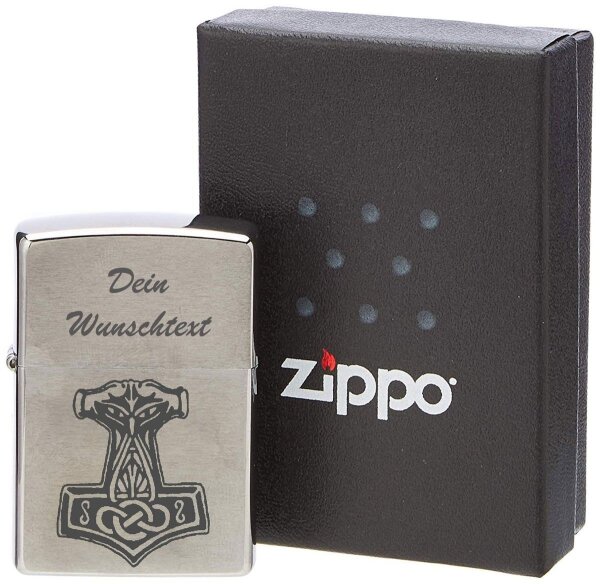 ZIPPO Sturmfeuerzeug Thorhammer mit WunschText oder Namen