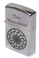 Sturmfeuerzeug Schwarze Sonne mit WunschText oder Namen