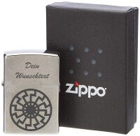 ZIPPO Sturmfeuerzeug Schwarze Sonne mit WunschText oder...