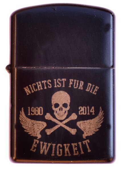 Sturmfeuerzeug Nichts ist f&uuml;r die Ewigkeit schwarz