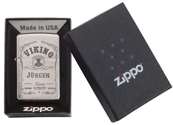 ZIPPO Sturmfeuerzeug Viking Odinson mit WunschText oder Namen