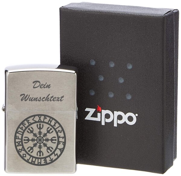 ZIPPO Sturmfeuerzeug Nordischer Kompass mit WunschText Namen Viking Wikinger
