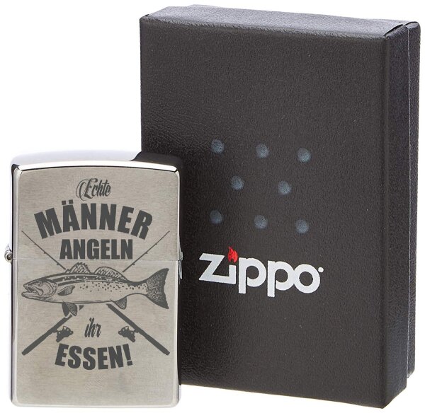 ZIPPO Sturmfeuerzeug Echte M&auml;nner Angeln ihr essen fischen