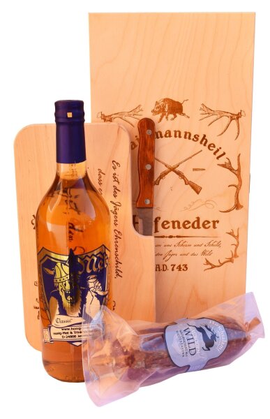 J&auml;gergeschenkbox Waidmannsheil Namen personalisiert Geschenk