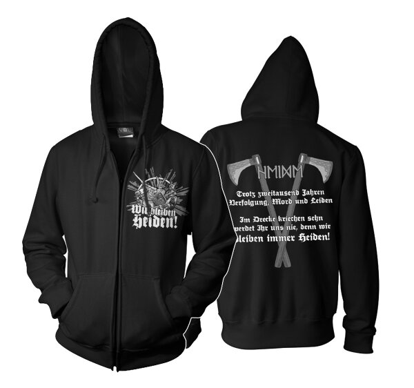 Wir bleiben Heiden - ZIP Jacke Donar Wotan Odin Thor Viking Ragnar Walhalla XL