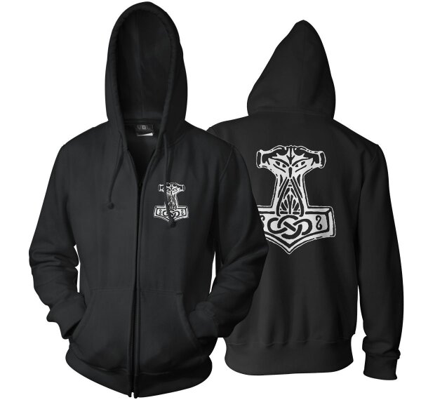 Thorhammer 3 - KapuzenZIP Mj&ouml;lnir Asgard Valhall Vikings Odin Wotan Edda 2XL