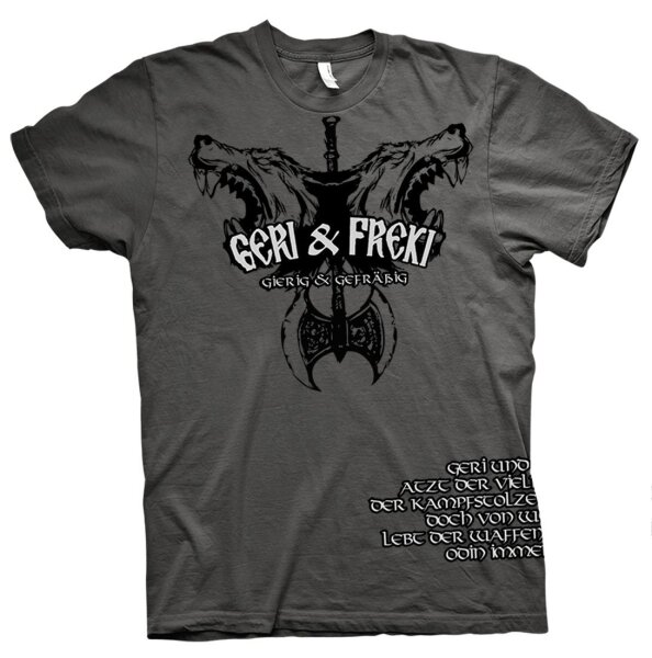 Geri u. Freki T-Shirt Odin Thorhammer Walhalla Schattenwolf Wikinger Ragnar&ouml;k L