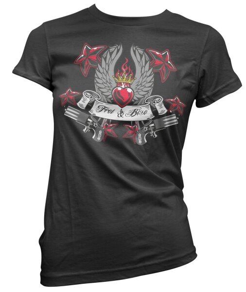 Frei & B&ouml;se - Herz u. Knarren - GirlieShirt Hool Ulta wild MC Punk