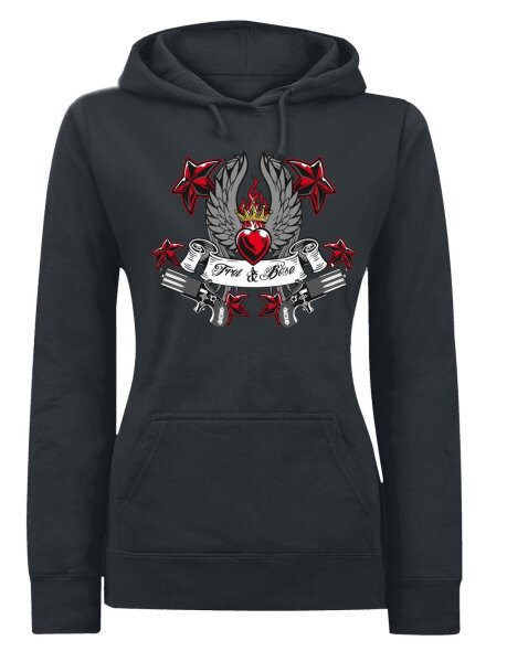 Frei & B&ouml;se Herz und Knarren - Lady Hooded Sweat Deutschrock Punk Rock Pogo