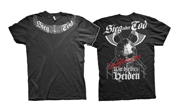 Sieg o. Tod Wir bleiben Heiden - Tshirt Thorhammer Wikinger Vikings Runen