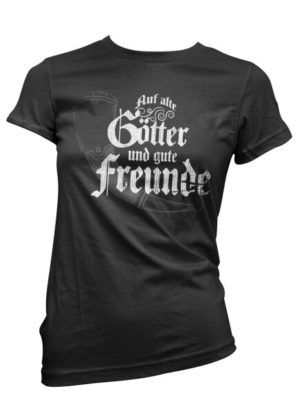 B&ouml;se Menschen - Auf alte G&ouml;tter Wikinger Auf gute Freunde Ladyshirt frei b&ouml;se