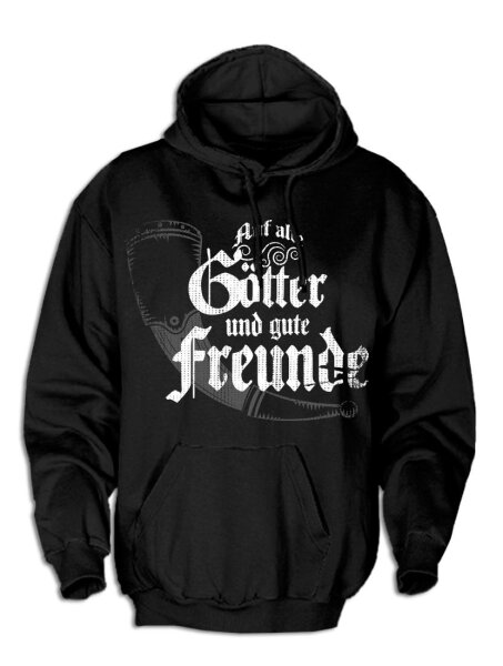 B&ouml;se Menschen - Kapuzensweat Auf alte G&ouml;tter gute Freunde Wikinger f&uuml;rs Leben