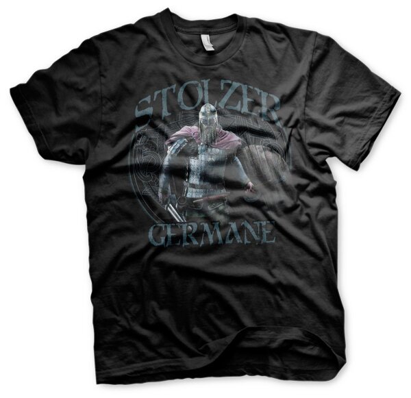 Stolzer Germane - Tshirt Herren Wikinger Walhalla Asgard Heiden Thor Schwarz-L